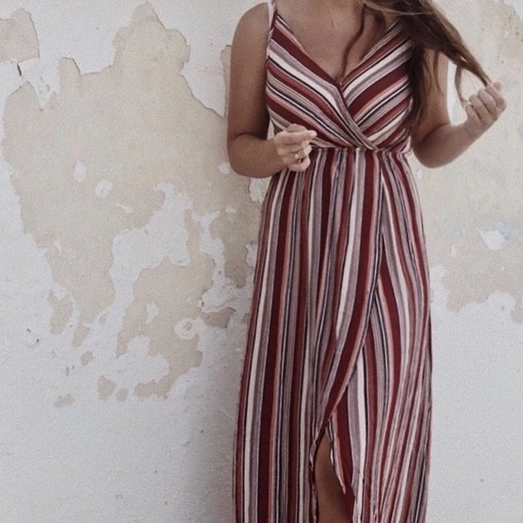 %50 SALE!!!!! Striped maxi wrap dress - Picture 2 of 6